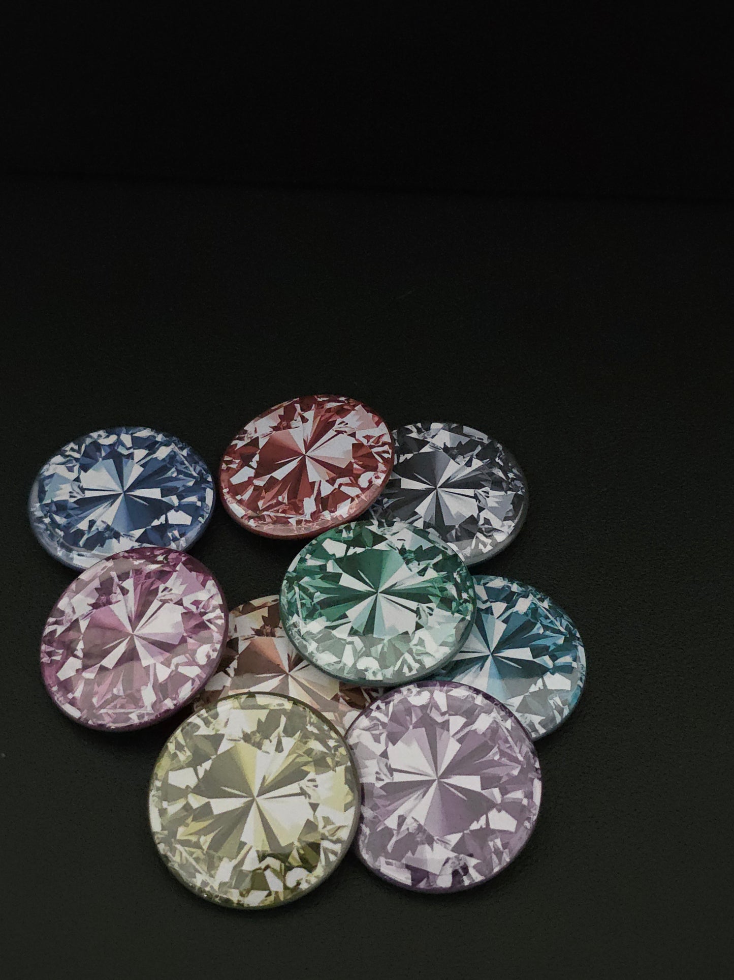 Radiant Gemstone Style Magnets set of 9