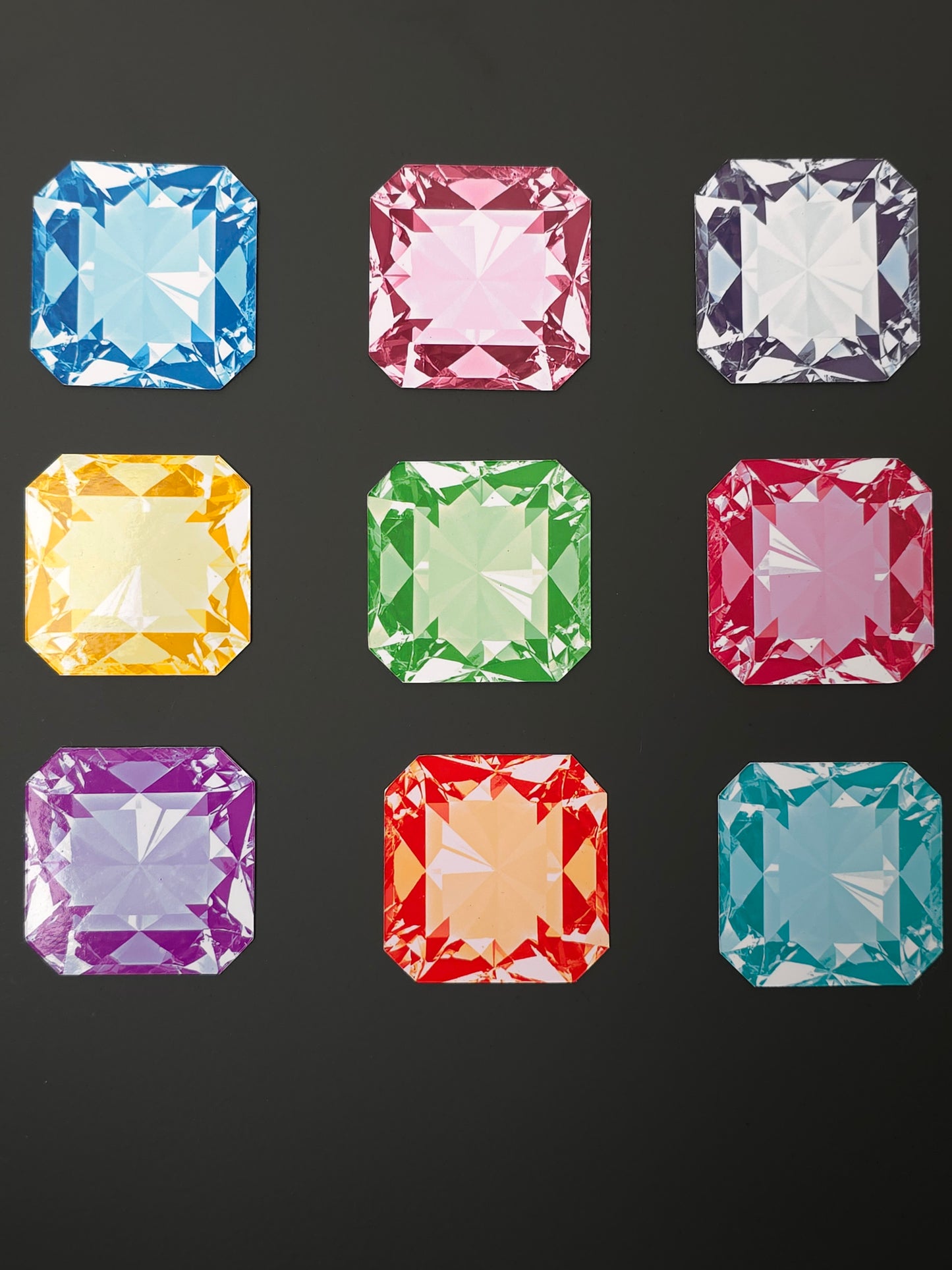 Radiant Gemstone Style Magnets – Set of 9