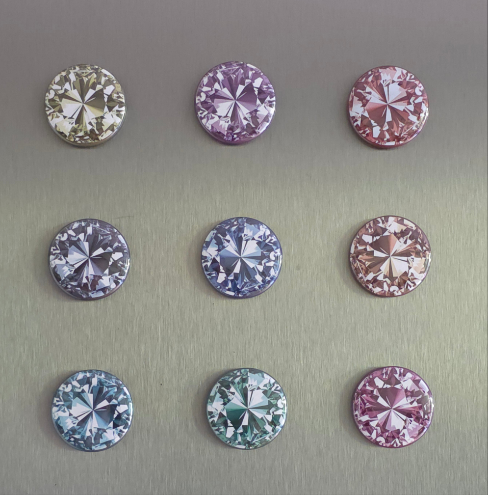 Radiant Gemstone Style Magnets set of 9