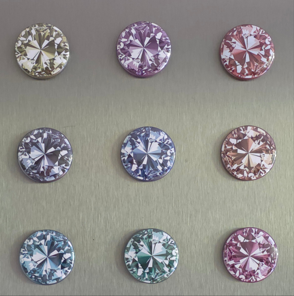 Radiant Gemstone Style Magnets set of 9