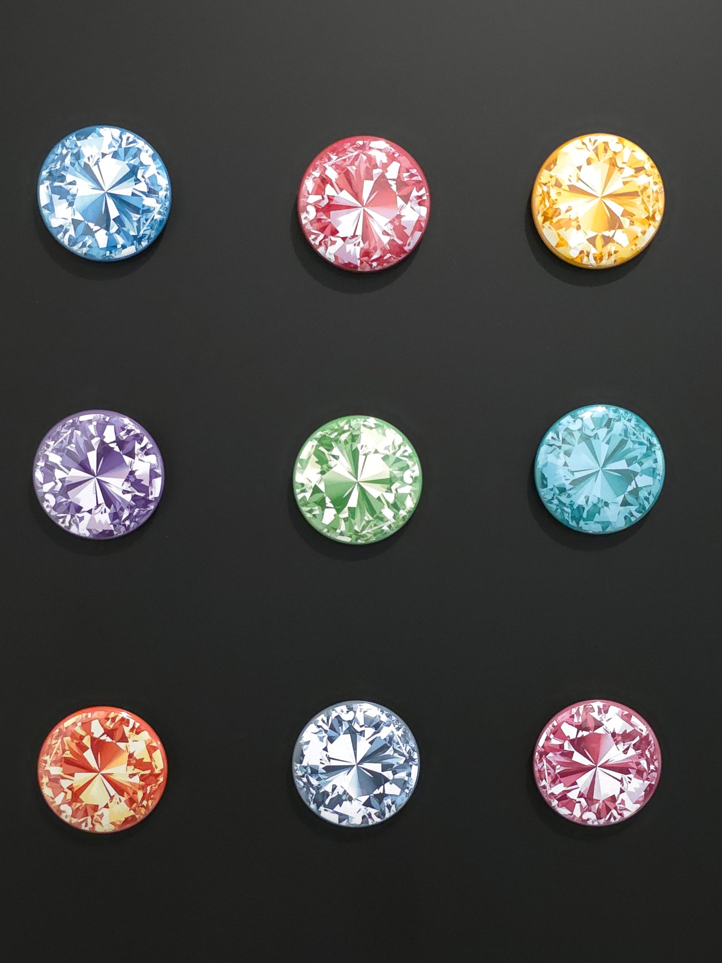 Radiant Gemstone Style Magnets – Set of 9