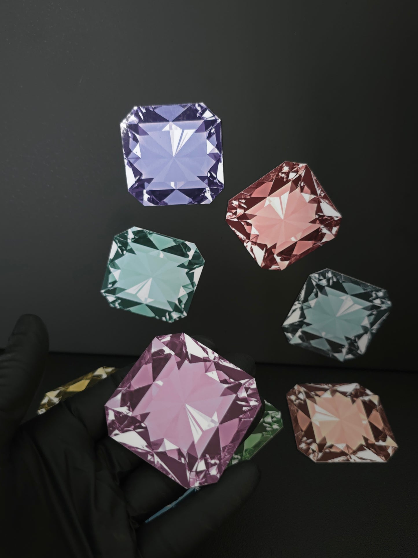 Radiant Gemstone Style Magnets set of 9