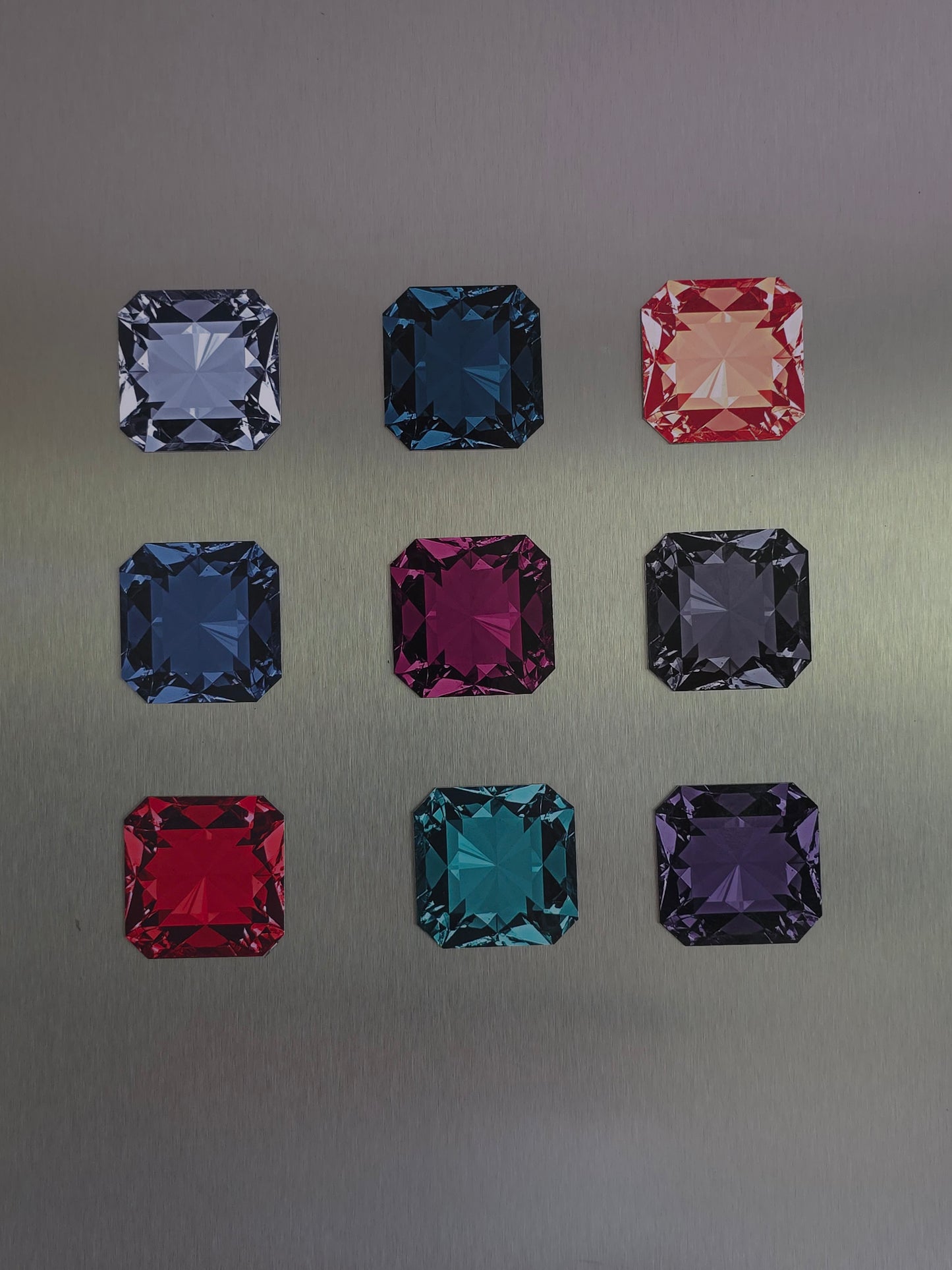 Radiant Gemstone Style Magnets – Set of 9