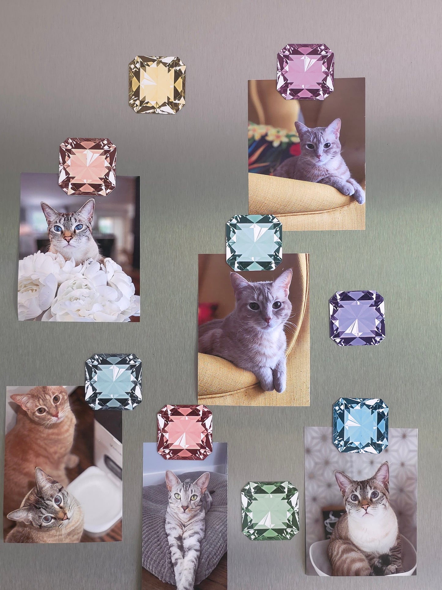 Radiant Gemstone Style Magnets set of 9