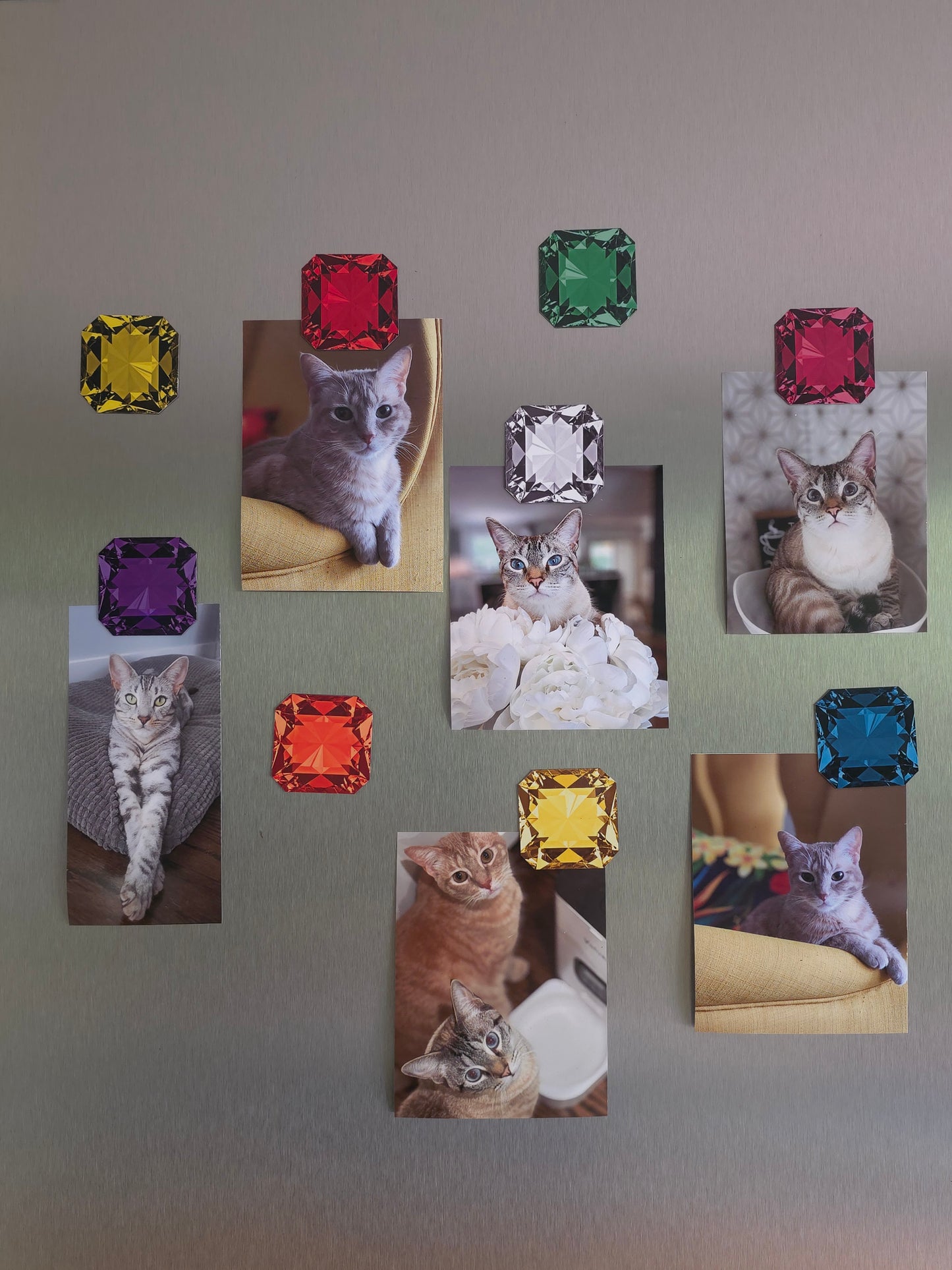 Colorful gemstone-style magnets — emerald cut in purple, clear, green, yellow, orange, blue, red, gold, and pink — luxury fridge and locker flaxible magnets
Perfect bridesmaid shower gift
Goodies gifts
Fridge jewelry
