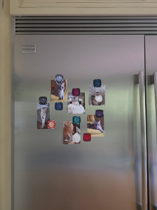 Radiant Gemstone Style Magnets – Set of 9