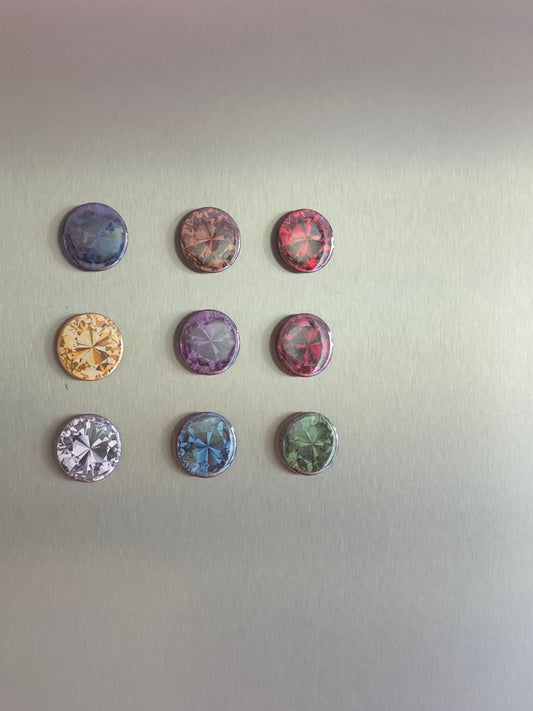 Radiant Gemstone Style Magnets – Set of 9