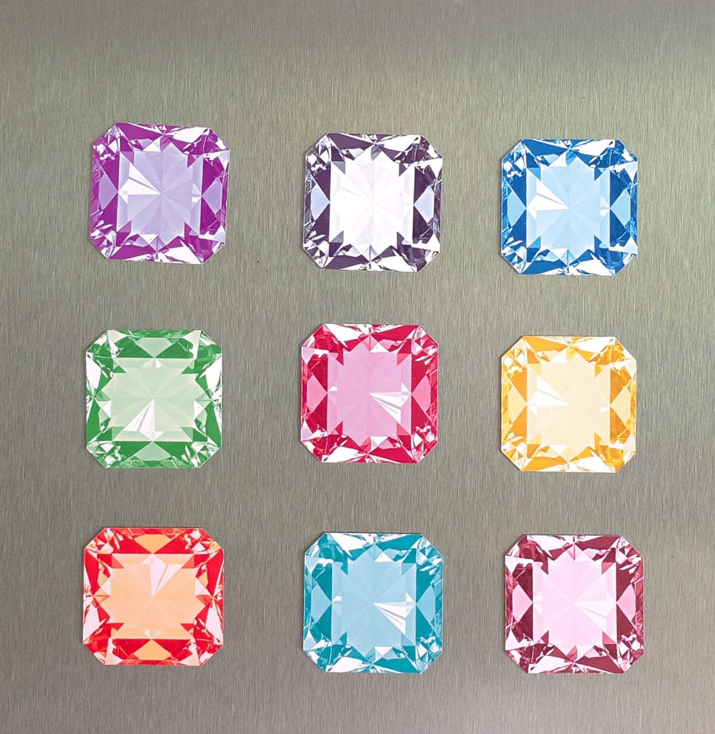 Radiant Gemstone Style Magnets – Set of 9