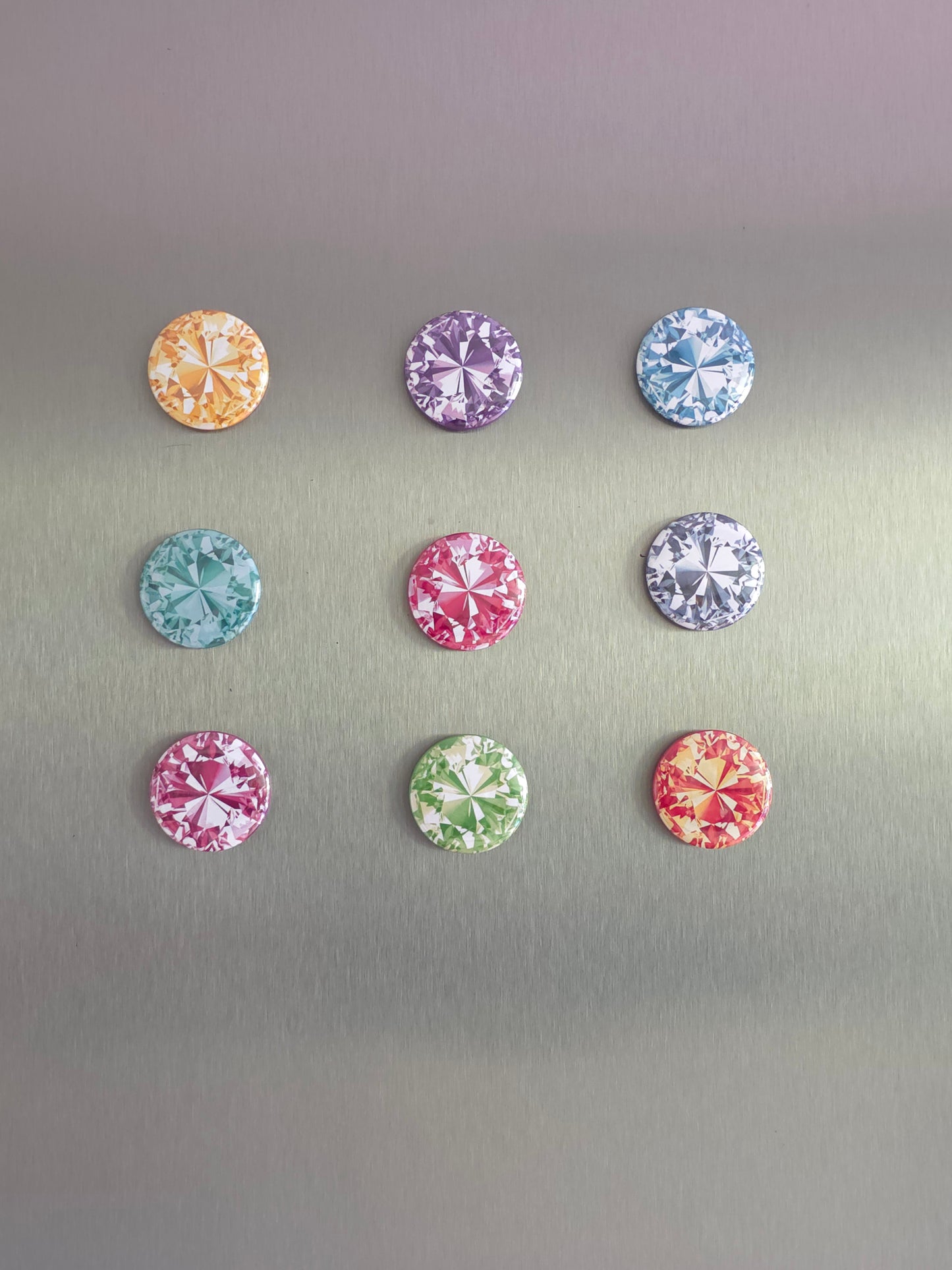 Radiant Gemstone Style Magnets – Set of 9