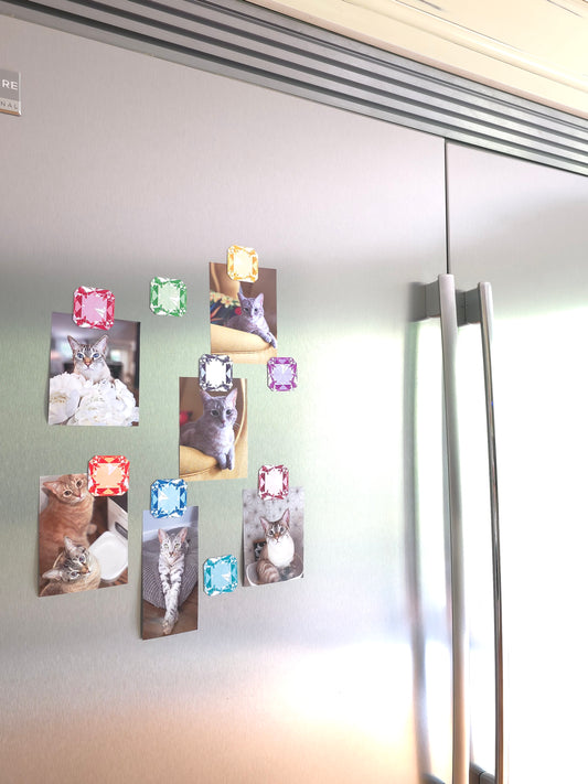Radiant Gemstone Style Magnets – Set of 9