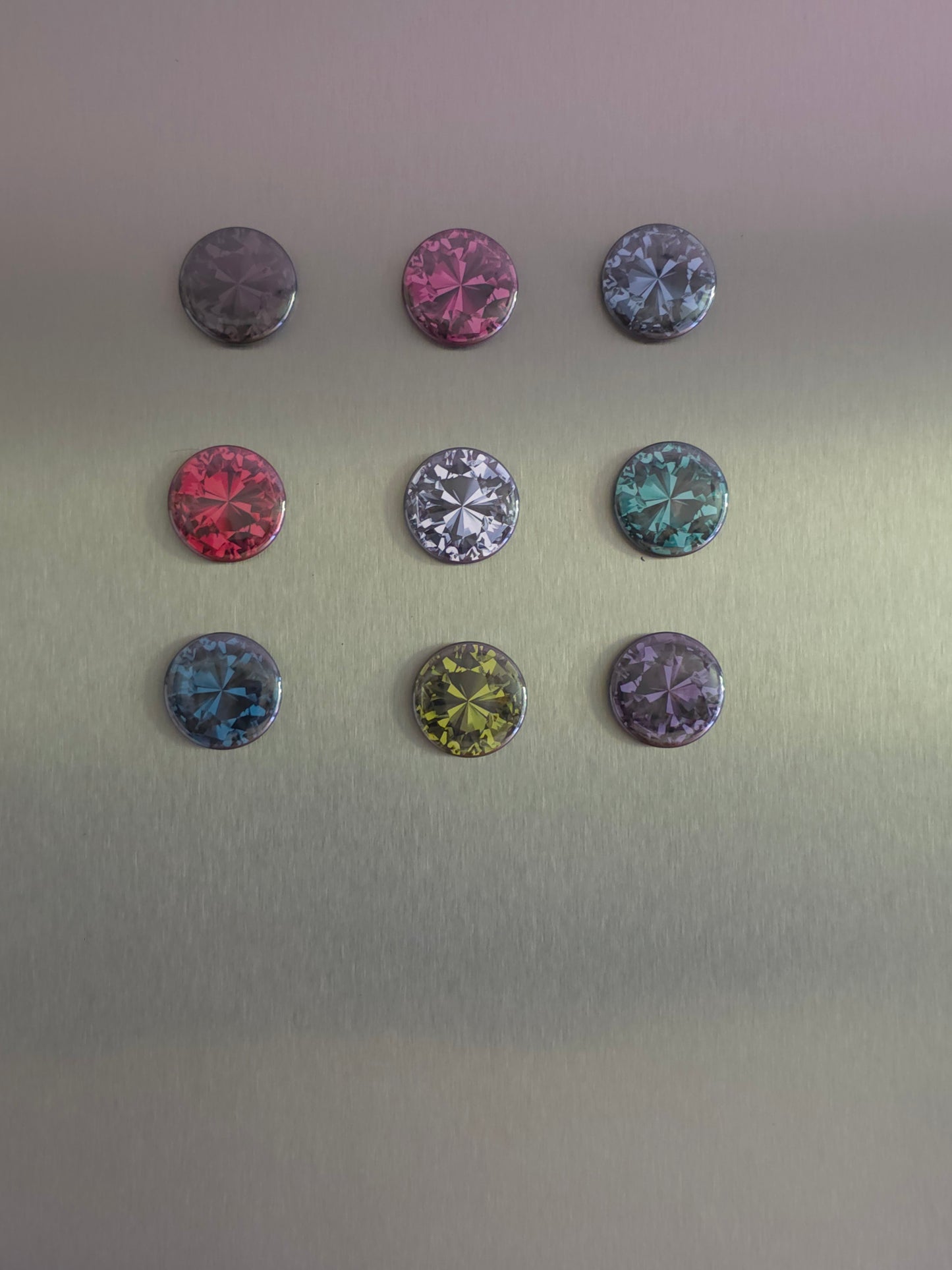 Radiant Gemstone Style Magnets – Set of 9