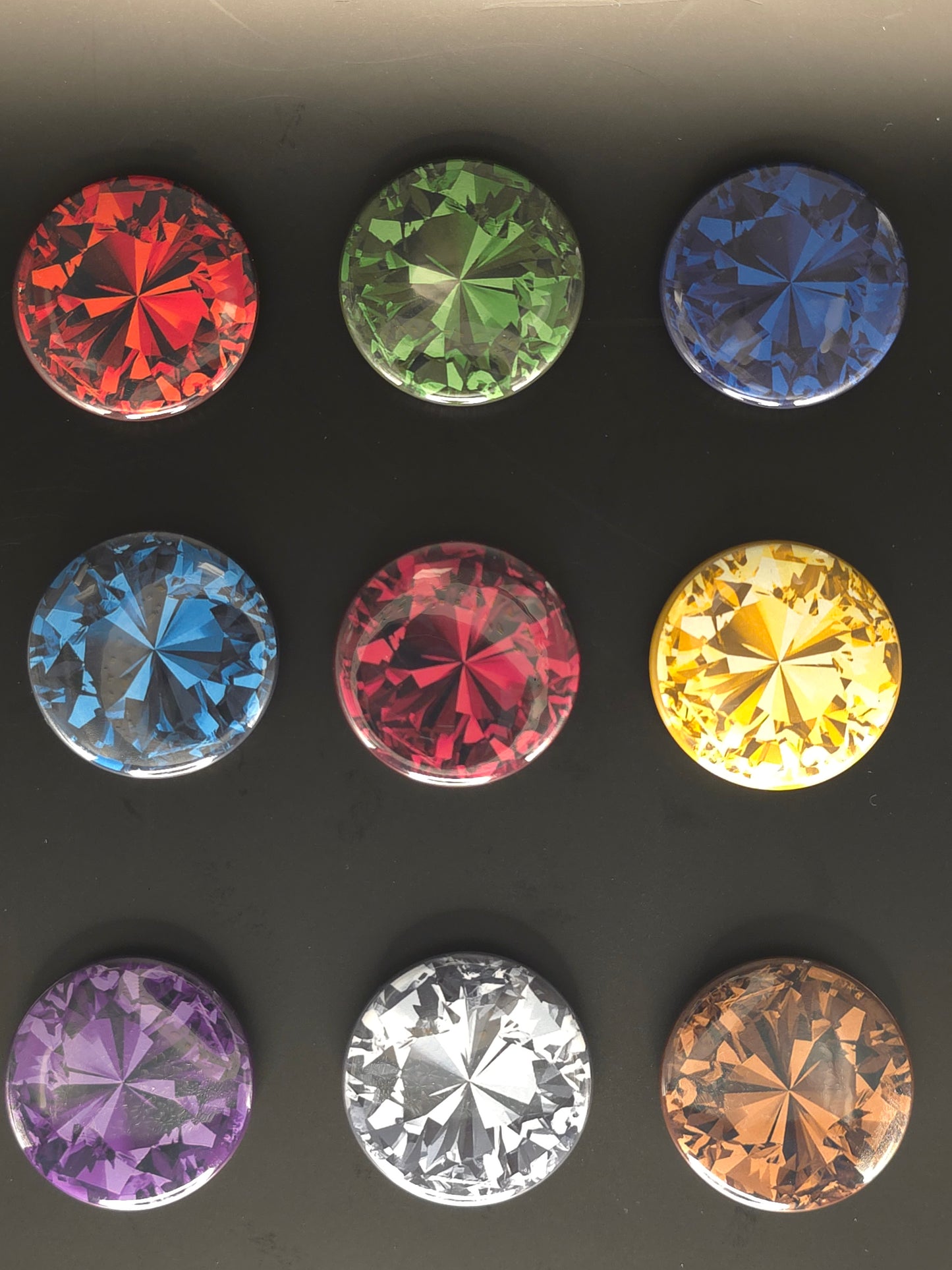 Radiant Gemstone Style Magnets – Set of 9