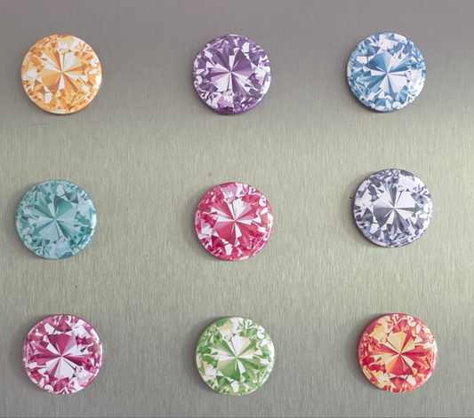 Radiant Gemstone Style Magnets – Set of 9