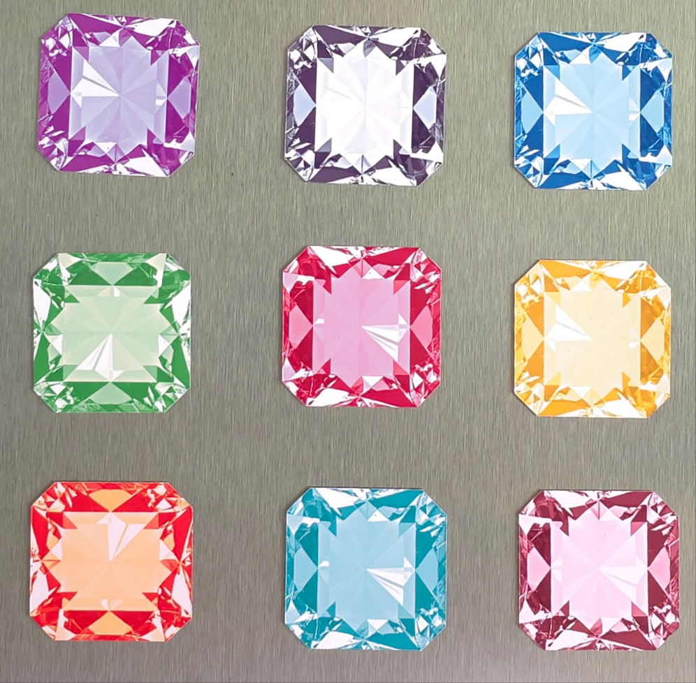 Radiant Gemstone Style Magnets – Set of 9